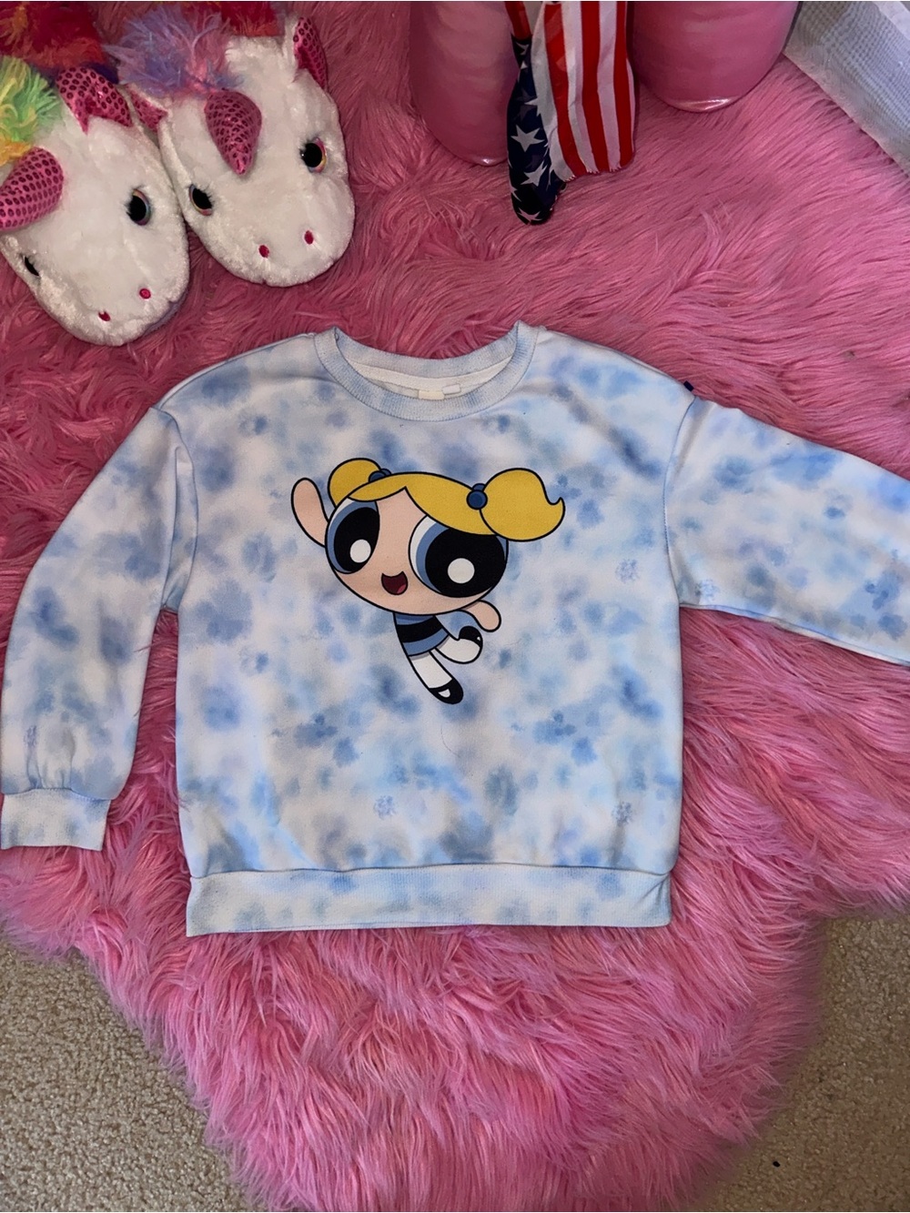 Power Puff Girls Cartoon Network Kids Bubbles Tie-Dye Sweatshirt - Picture 3 of 12